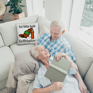 Biber Kissen mit Spruch: Sei kein Griffelspitzer