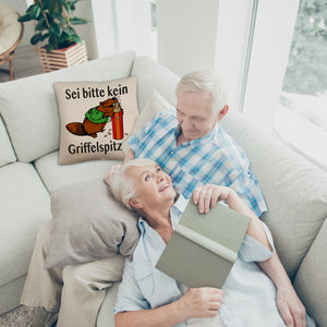 Biber Kissen mit Spruch: Sei kein Griffelspitzer