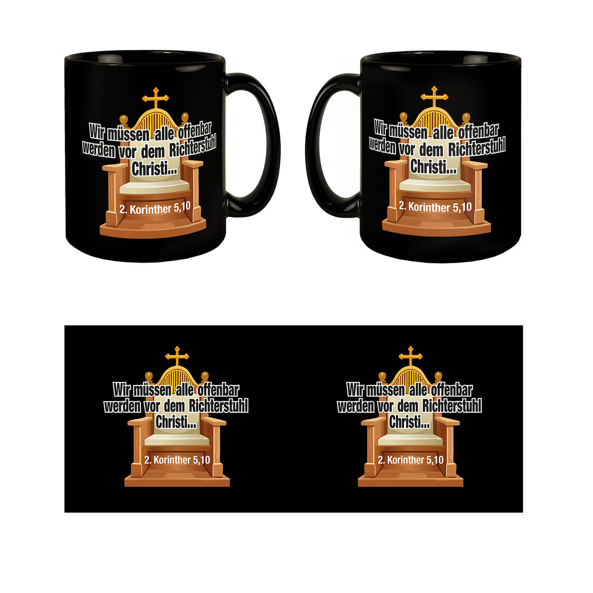 2 Korinther 5,10 Tasse in Schwarz mit Spruch