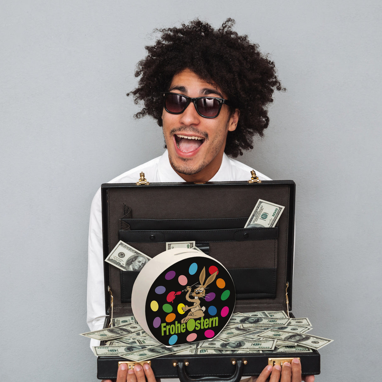 Osterhase Spardose mit Spruch: Frohe Ostern