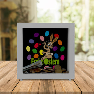 Osterhase Spardose mit Spruch: Frohe Ostern