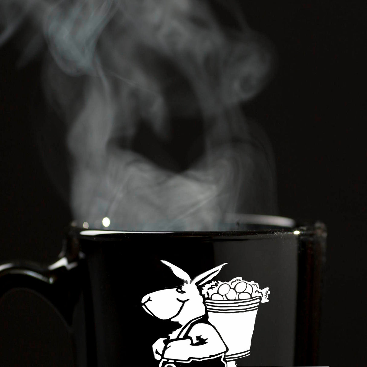 Osterhase Tasse in Schwarz mit Spruch: Wünsch dir schöne Ostern!