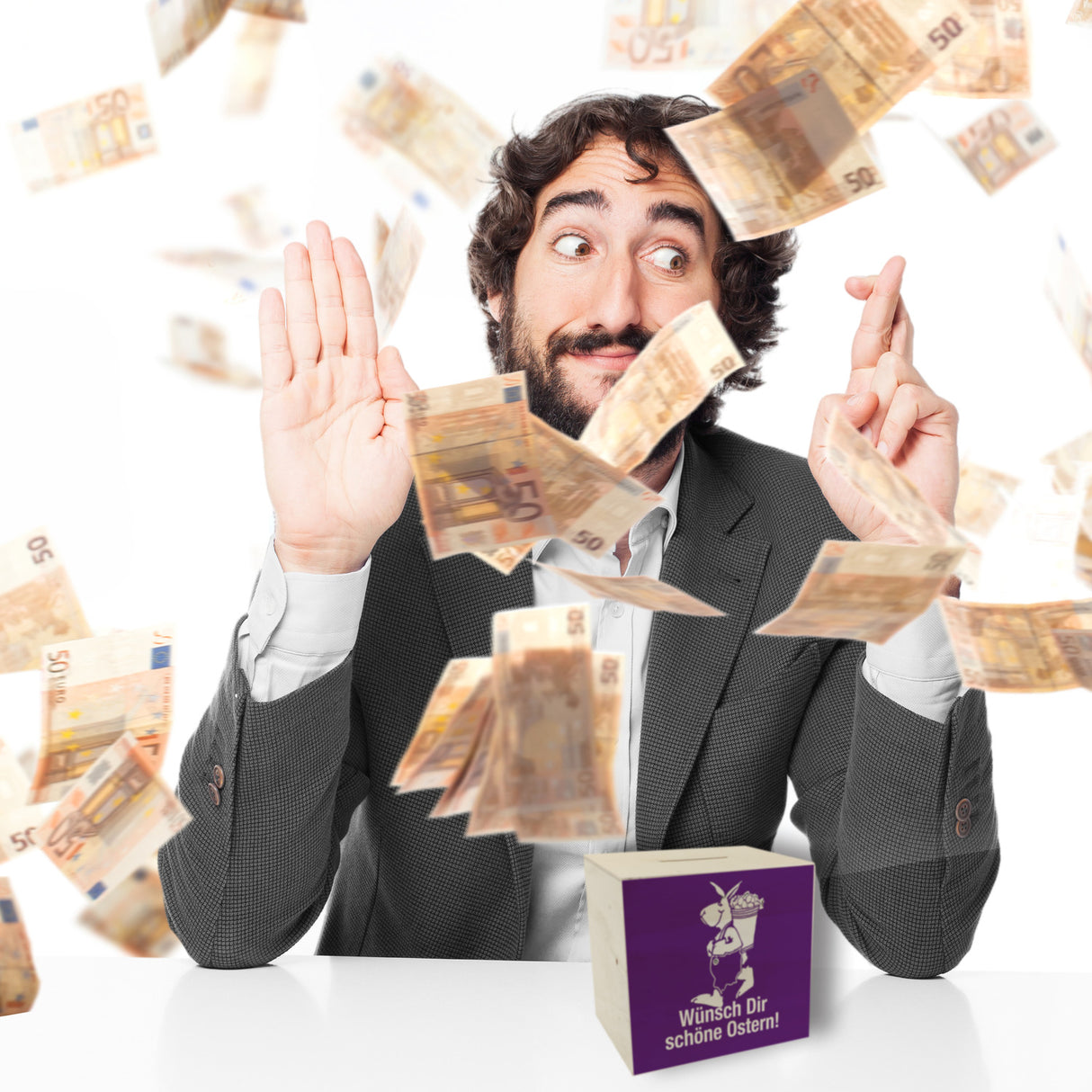 Osterhase Spardose mit Spruch: Wünsch dir schöne Ostern!