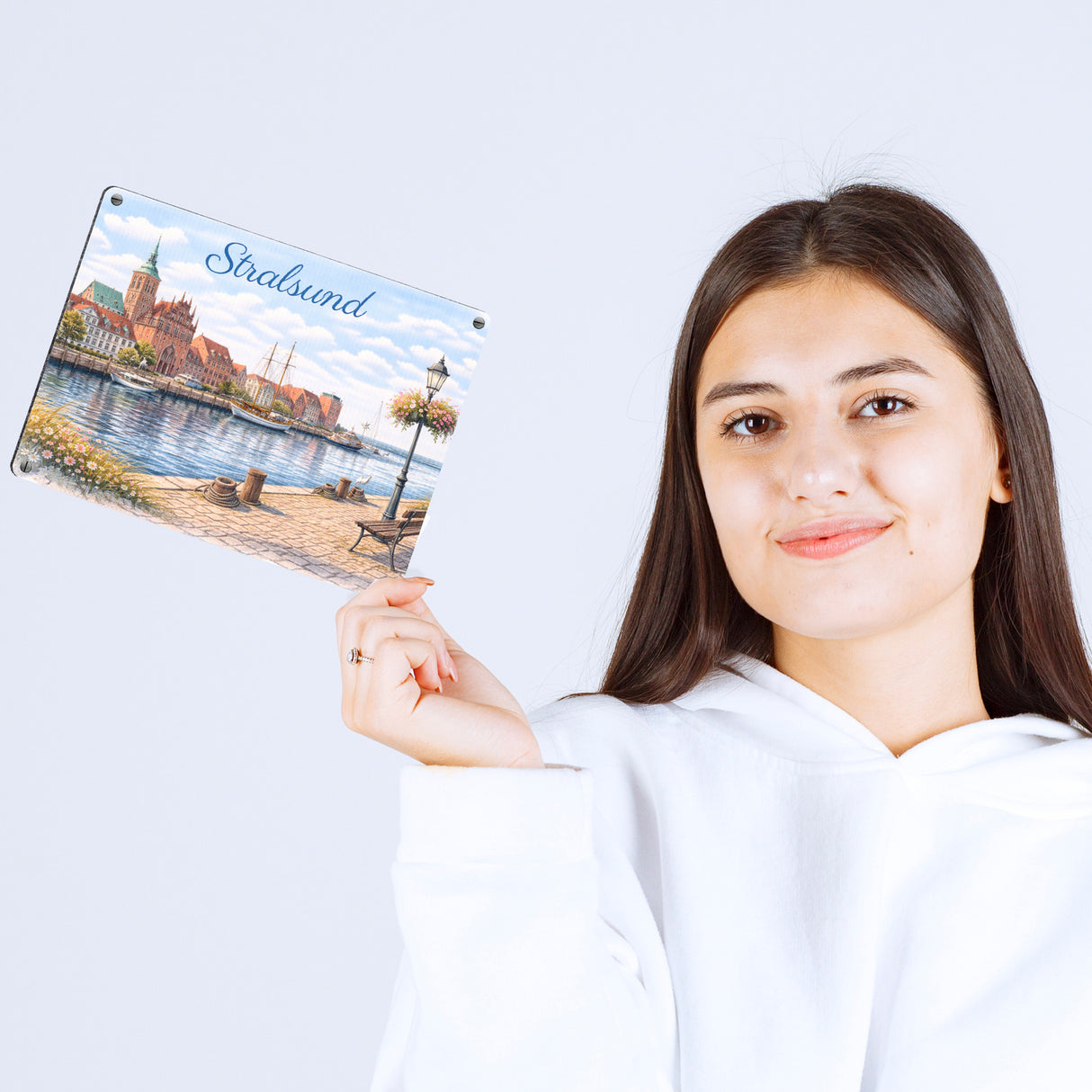 Stralsund Stadtansicht Kirche Metallschild in 15x20 cm