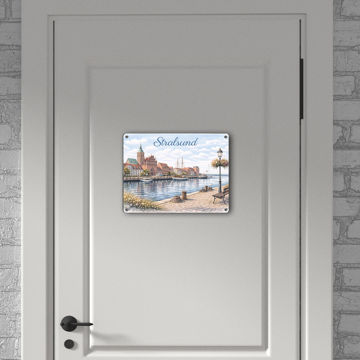 Stralsund Stadtansicht Kirche Metallschild in 15x20 cm