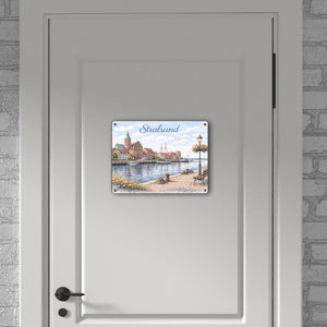 Stralsund Stadtansicht Kirche Metallschild in 15x20 cm