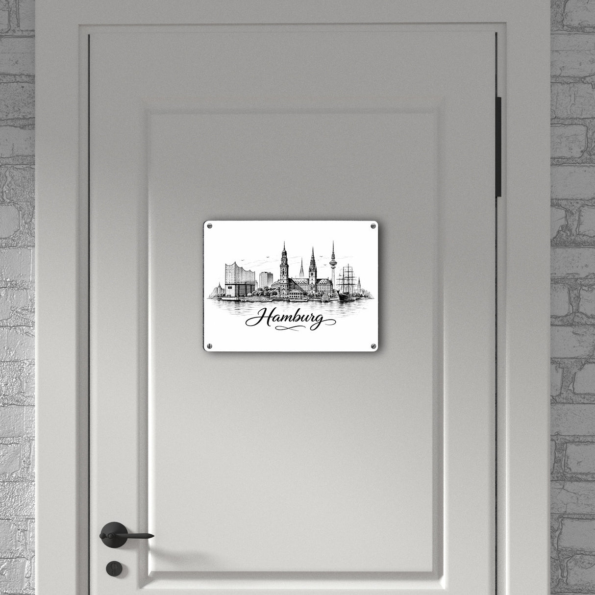 Skyline Hamburg Stadtsilhouette Metallschild in 15x20 cm