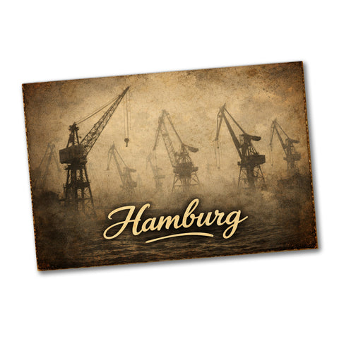Hamburgs Kräne im Nebel Hamburg Souvenir Souvenir Magnet Vintage