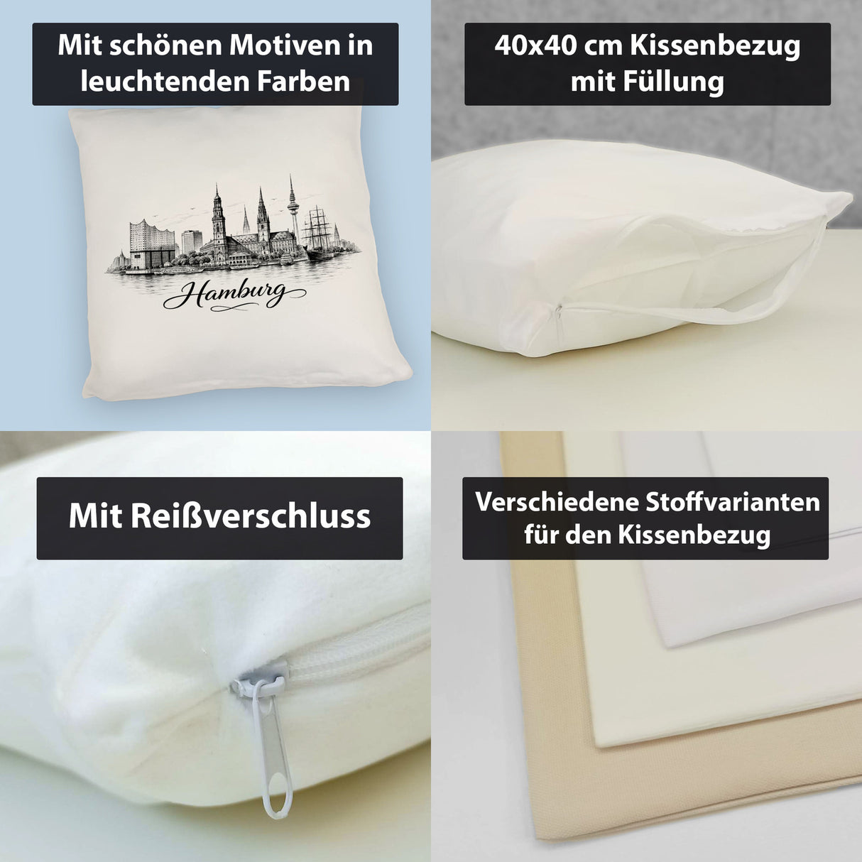 Skyline Hamburg Stadtsilhouette Kissen