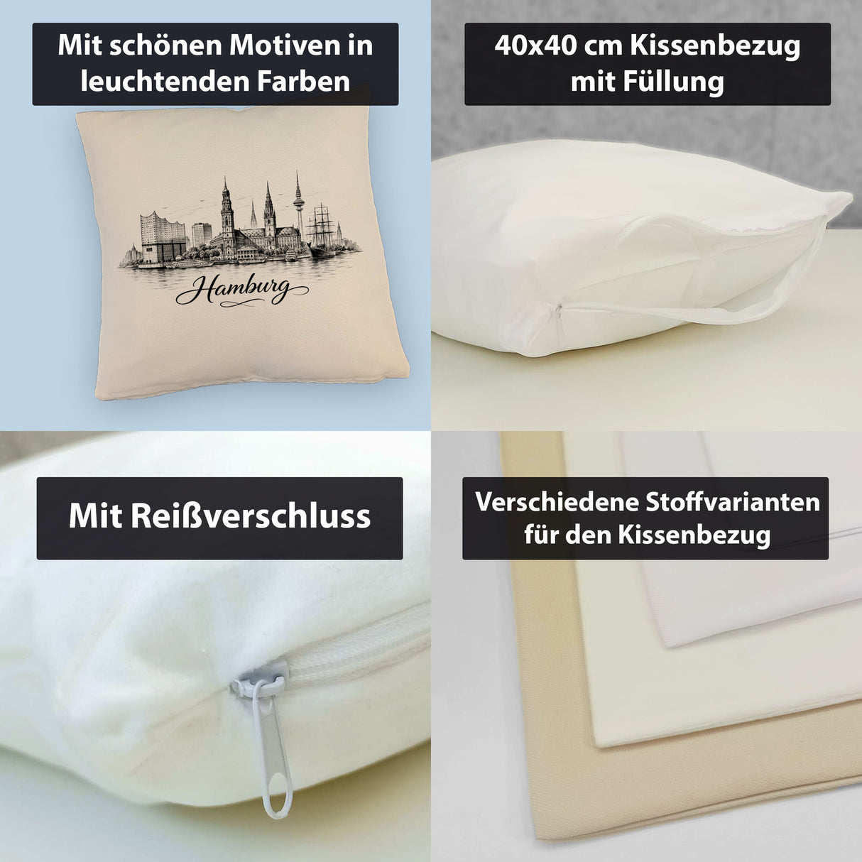 Skyline Hamburg Stadtsilhouette Kissen