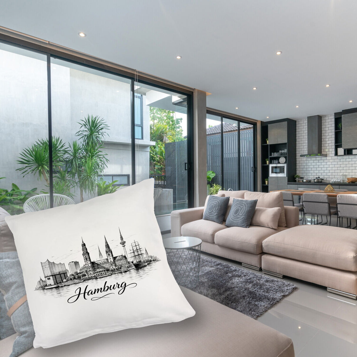Skyline Hamburg Stadtsilhouette Kissen