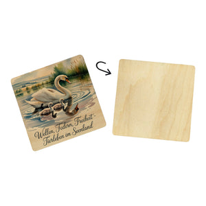 Region Sachsen Seenland 6er Set Untersetzer aus Holz - Wellen, Federn, Freiheit