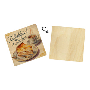 Region Sachsen Eierschecke 6er Set Untersetzer aus Holz - Kaffeeklatsch in Sachsen