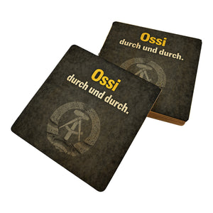 DDR-Stolz 6er Set Untersetzer aus Holz - Ossi durch und durch