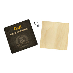 DDR-Stolz 6er Set Untersetzer aus Holz - Ossi durch und durch
