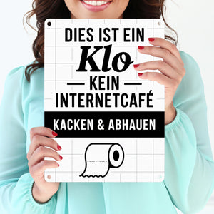 Klo, kein Internetcafe Metallschild in 15x20 cm