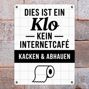 Klo, kein Internetcafe Metallschild in 15x20 cm