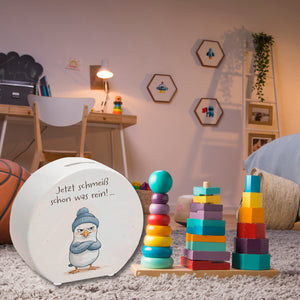 böse schauende Möwe mit Mütze Spardose Jetzt schmeiß rein