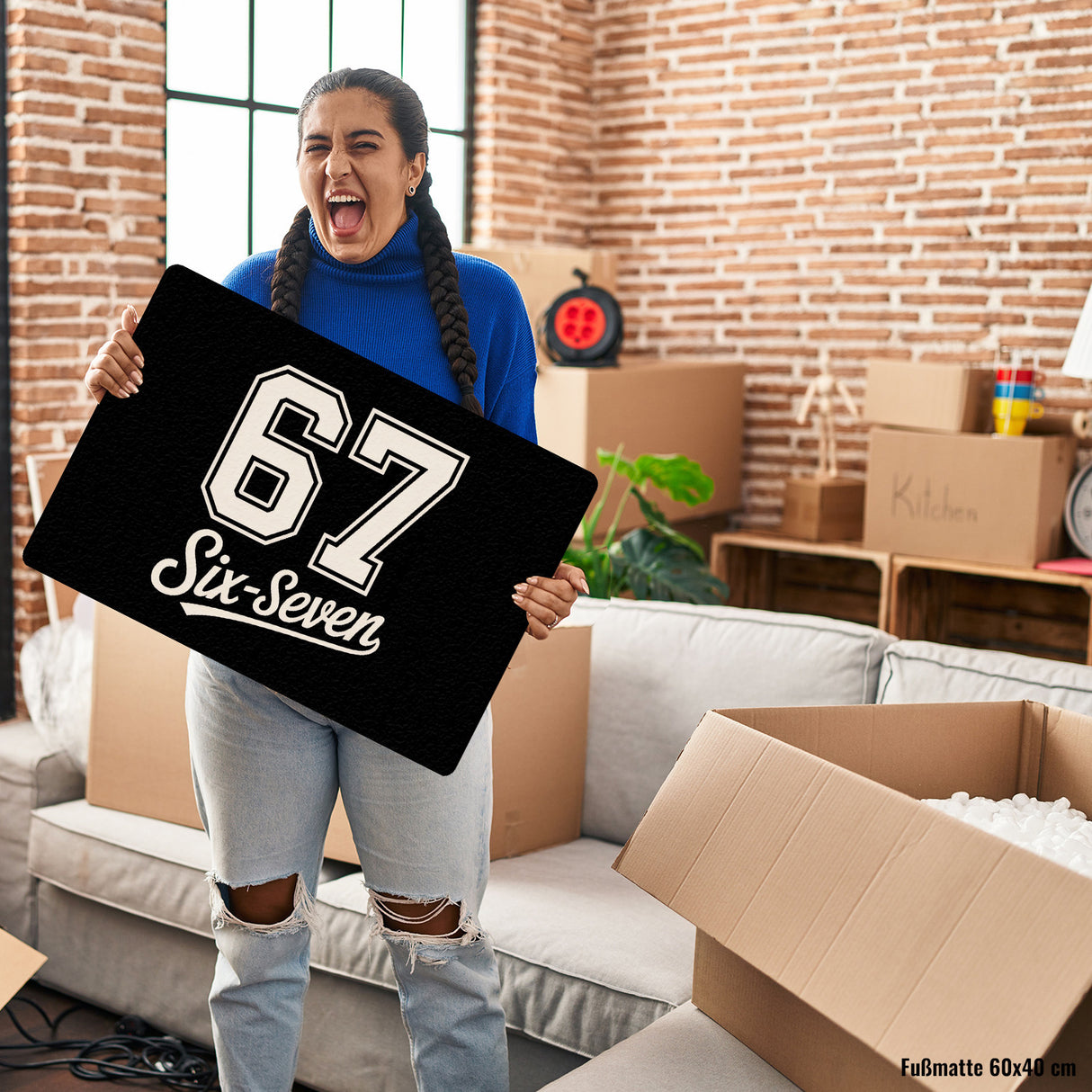 67 six-seven Meme Fußmatte in 35x50 cm ohne Rand für Social Media und Internetfans