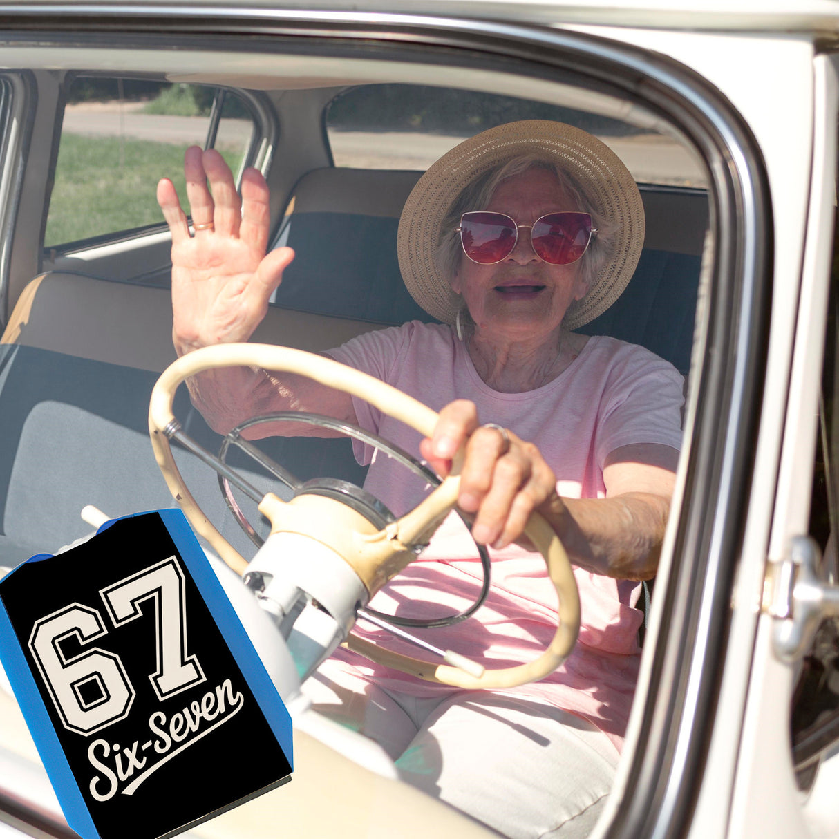 67 six-seven Meme Parkscheibe für Social Media und Internetfans