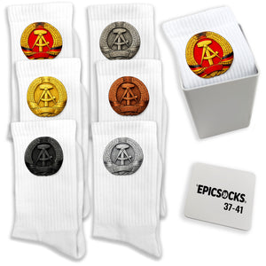 epicsocks DDR-Logo Socken in 37-41 im 6er Set in Geschenkdose im 6er Set in Geschenkbox