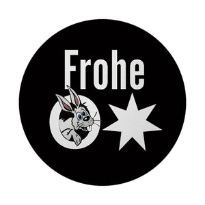 Osterhase Magnet rund mit Spruch: Frohe Ostern
