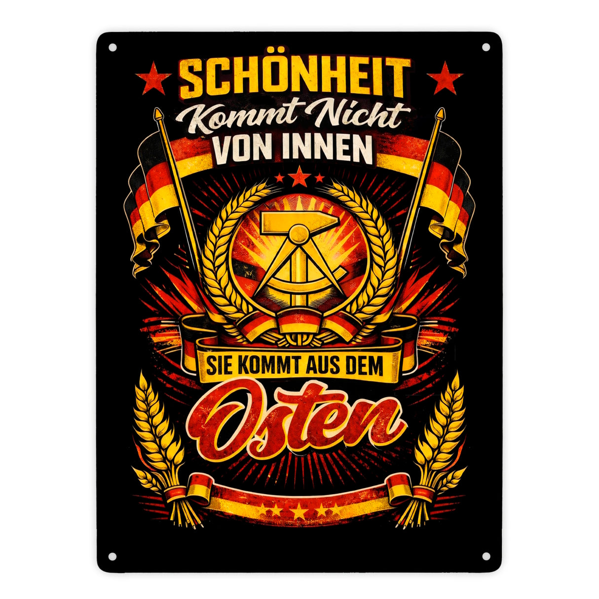 DDR - Schönheit kommt aus dem Osten Metallschild in 15x20 cm