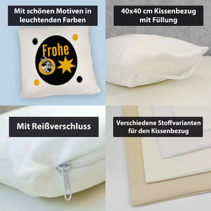 Osterhase Kissen mit Spruch: Frohe Ostern