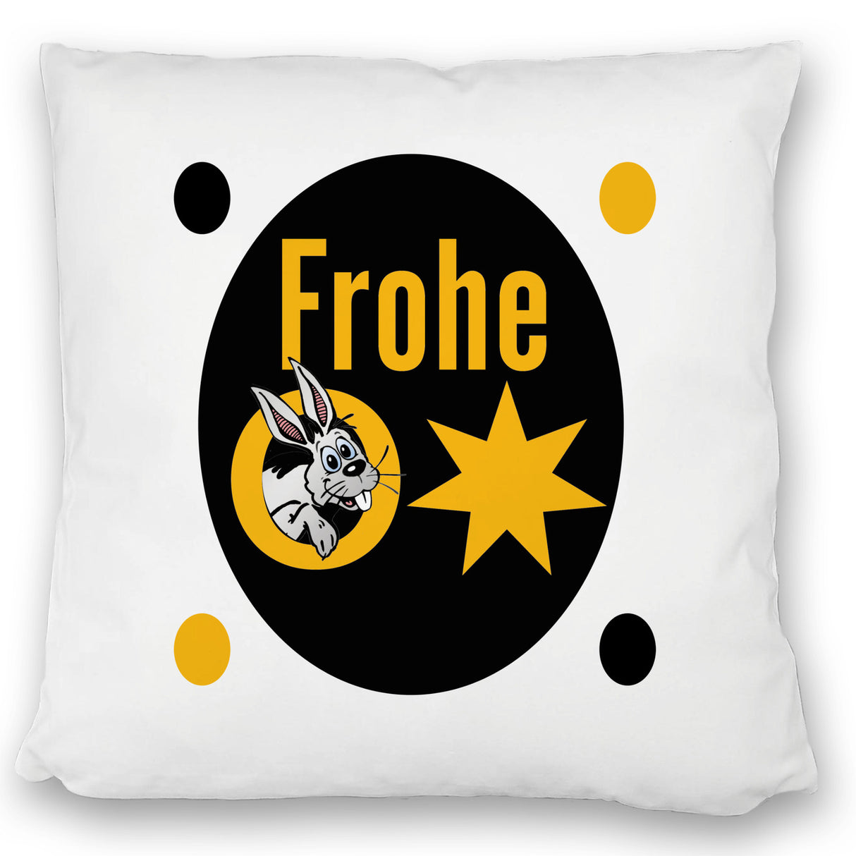 Osterhase Kissen mit Spruch: Frohe Ostern