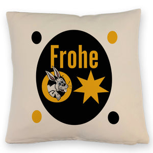 Osterhase Kissen mit Spruch: Frohe Ostern
