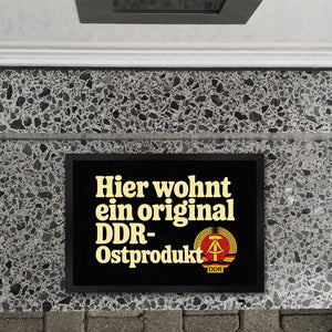 Hier wohnt ein original DDR-Ostprodukt Fußmatte in 35x50 cm mit Wappen
