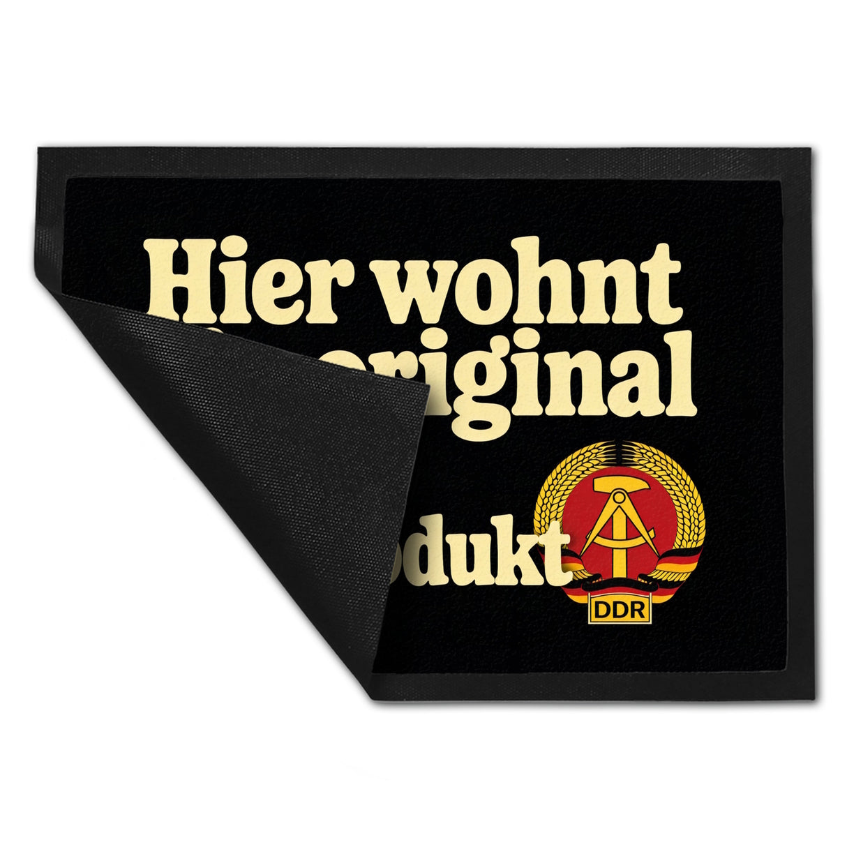 Hier wohnt ein original DDR-Ostprodukt Fußmatte in 35x50 cm mit Wappen