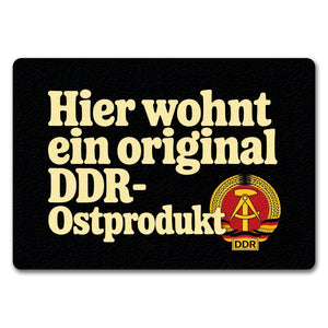 Hier wohnt ein original DDR-Ostprodukt Fußmatte in 35x50 cm ohne Rand mit Wappen