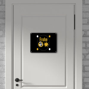 Osterhase Metallschild in 15x20 cm mit Spruch: Frohe Ostern