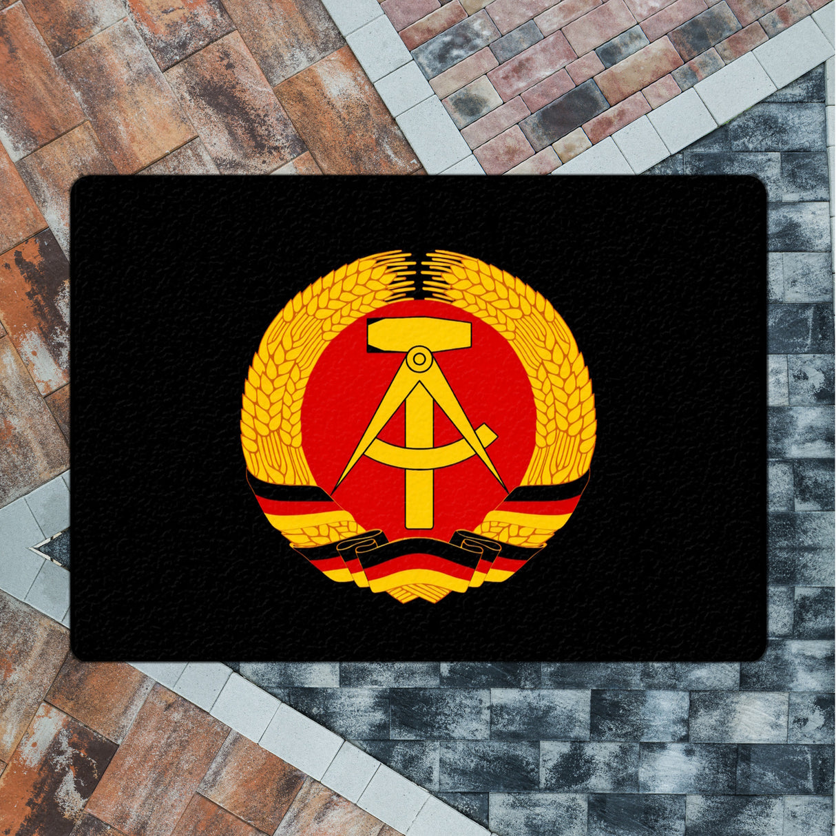 DDR Staatswappen Fußmatte in 35x50 cm ohne Rand für Ostalgie Fans