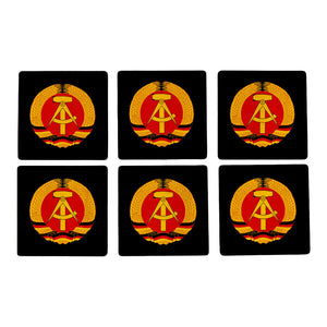 DDR Staatswappen 6er Set Untersetzer aus Holz für Ostalgie-Fans
