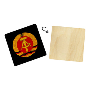 DDR Staatswappen 6er Set Untersetzer aus Holz für Ostalgie-Fans