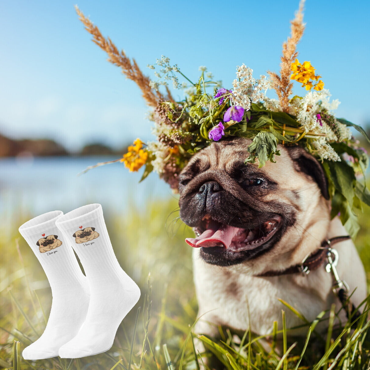 epicsocks Tierliebe Mops Socken in 37-41 im Paar