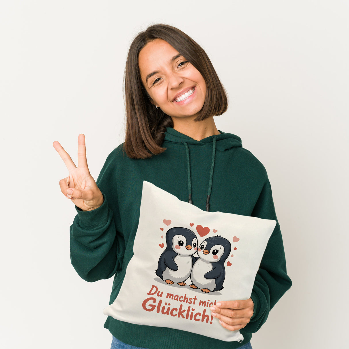 Kawaii Pinguine - Du machst mich glücklich Kissen