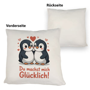 Kawaii Pinguine - Du machst mich glücklich Kissen