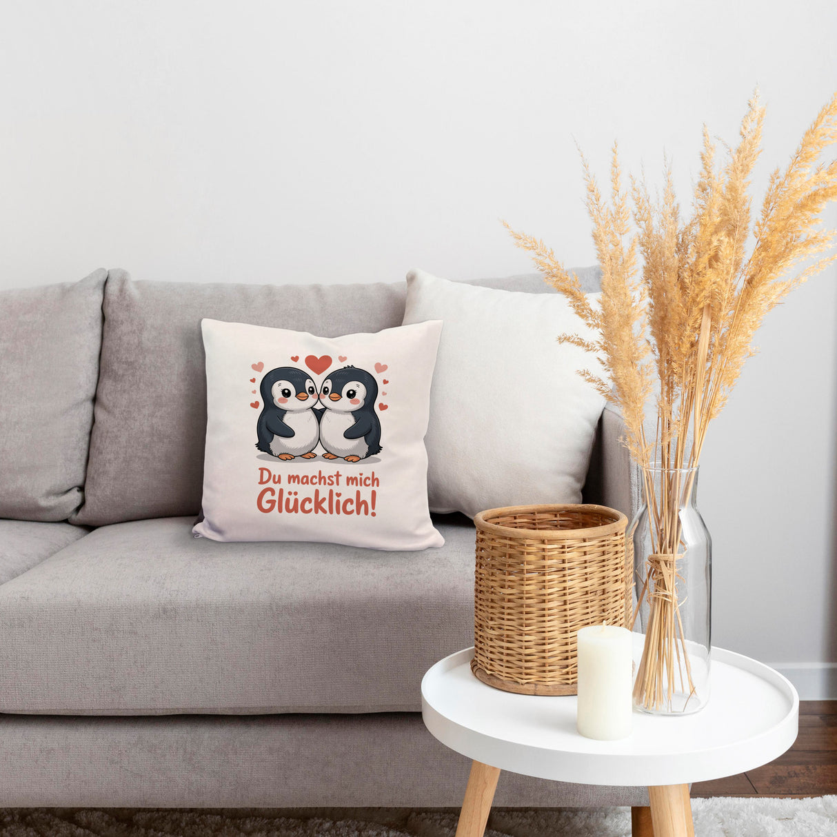 Kawaii Pinguine - Du machst mich glücklich Kissen