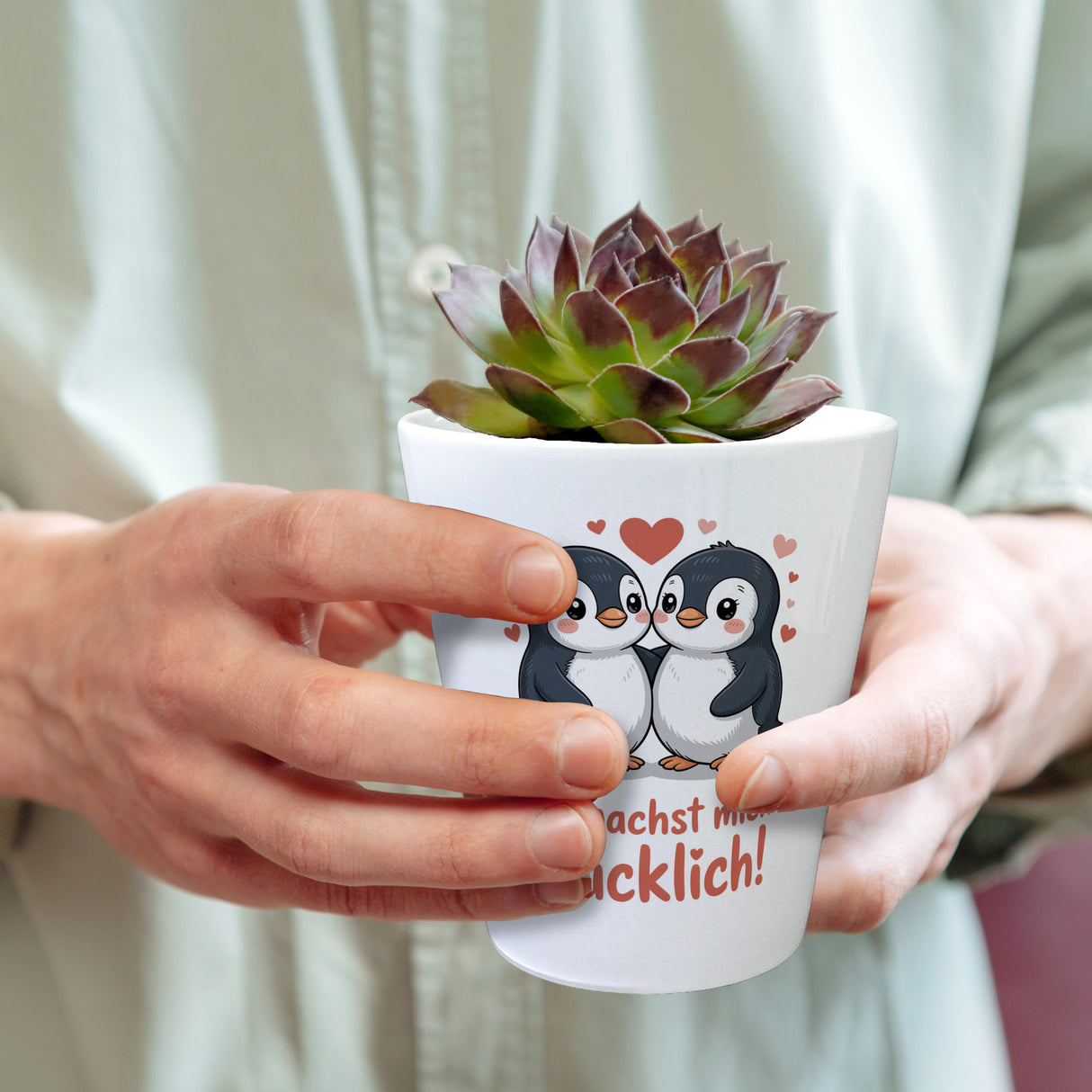 Kawaii Pinguine - Du machst mich glücklich Blumentopf