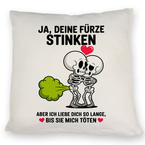 Skelett Pärchen - Ja, deine Fürze stinken Kissen