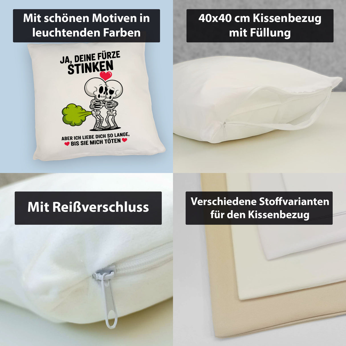 Skelett Pärchen - Ja, deine Fürze stinken Kissen