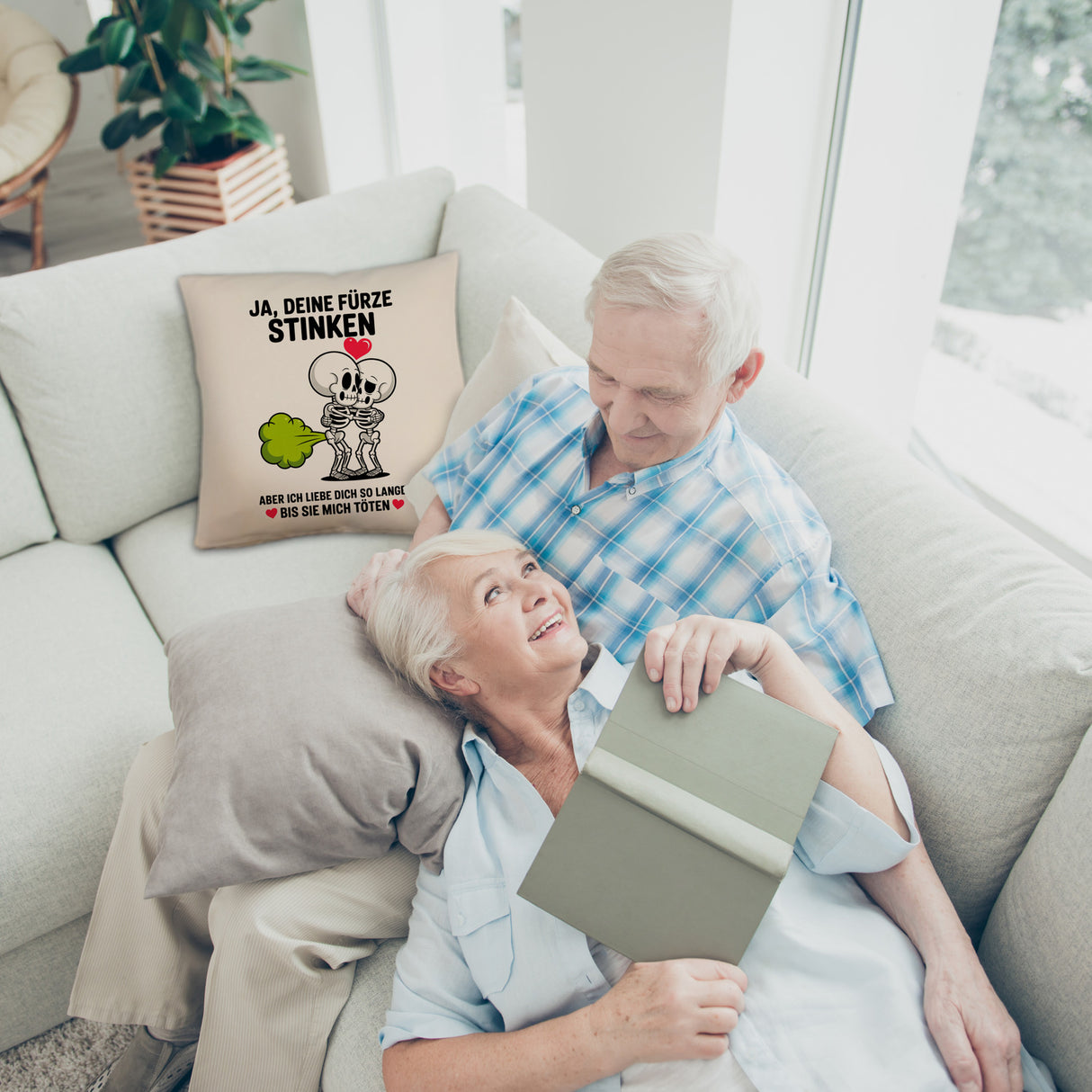 Skelett Pärchen - Ja, deine Fürze stinken Kissen