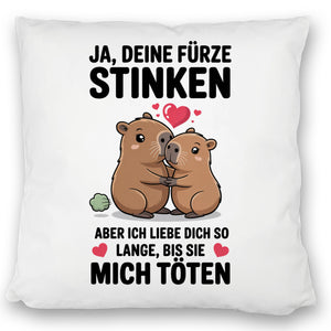 Capybara Pärchen Kissen - Ja, deine Fürze STINKEN