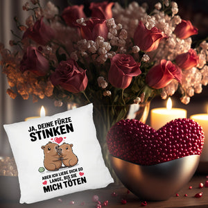 Capybara Pärchen Kissen - Ja, deine Fürze STINKEN