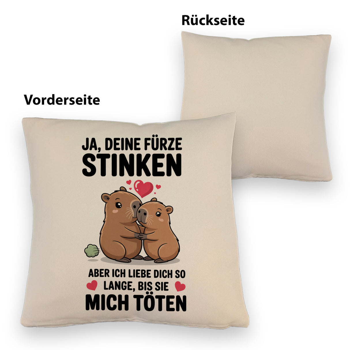 Capybara Pärchen Kissen - Ja, deine Fürze STINKEN