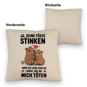 Capybara Pärchen Kissen - Ja, deine Fürze STINKEN