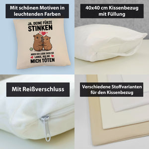 Capybara Pärchen Kissen - Ja, deine Fürze STINKEN